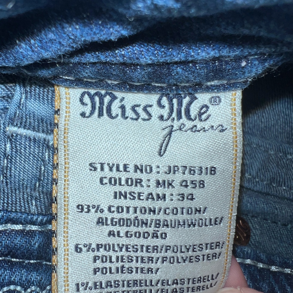Miss Me Signature Boot Jeans Size 30 Embellished Pocket Y2K Western - Picture 6 of 7